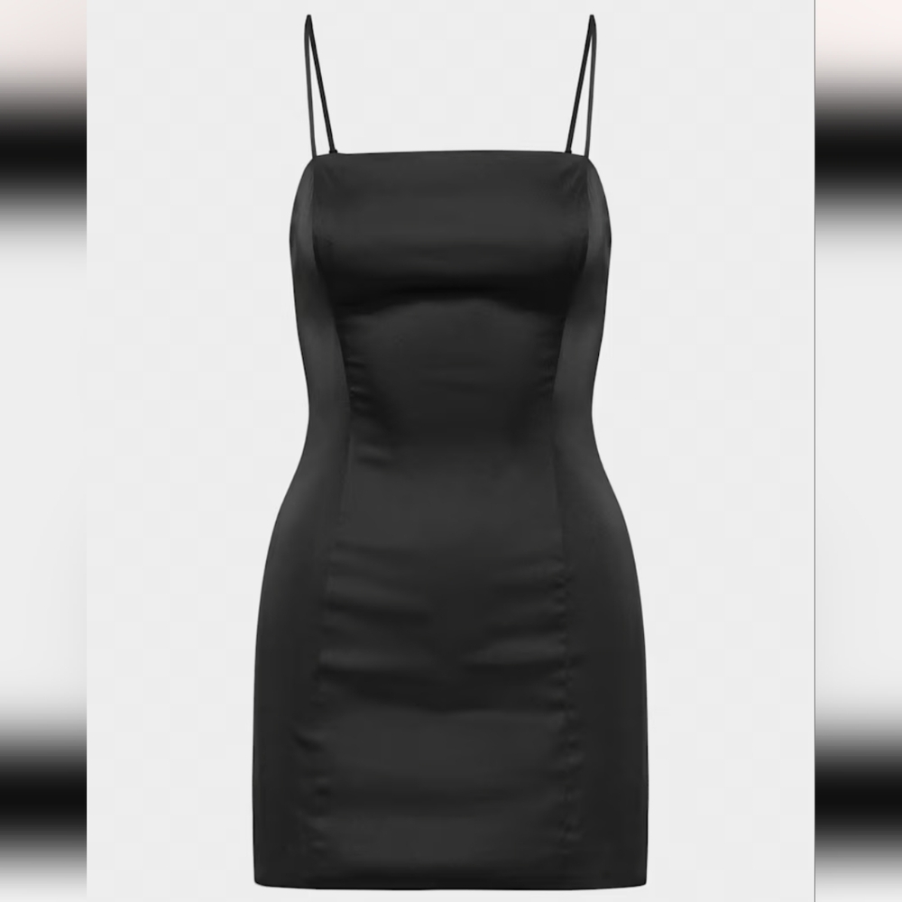 Satin squareneck micro dress